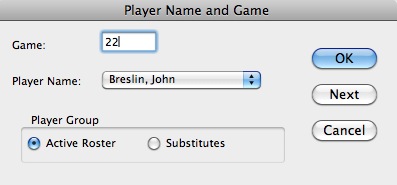 player name and game select dialog